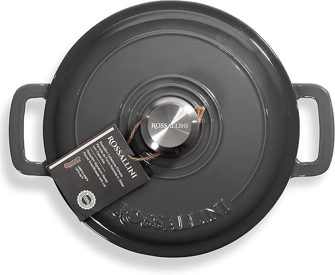 Signature Enameled Cast Iron Dutch Oven, Non-Stick Serving Pot with Tight Fitting Lid for Perfect Roasting, Baking, Sauteing, and Bread Making | 10Q (9.5L) - Oyster Grey