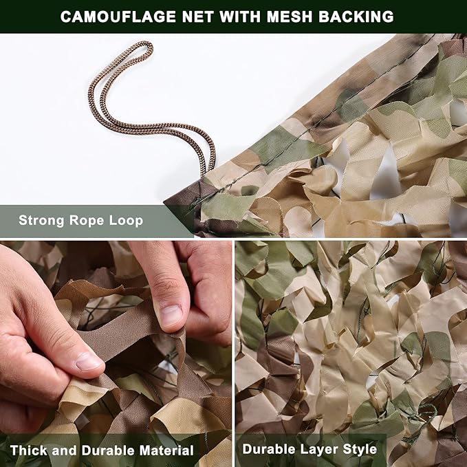 FLYEGO GEN 2 Camo Netting Camouflage Netting Hunting Blind Camo Net Camouflage Nets Military Surplus for Shooting Party Decoration Photograph Car Cover Sunshade