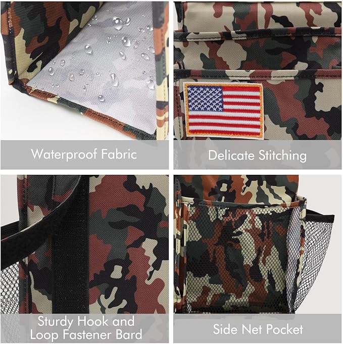 Surblue Bedside Caddy Hanging Organizer Storage Bag Pocket for Bunk, Hospital, College Dorm Rooms, Baby Bed Rails, Camp - 8 Pockets (Large, Jungle)