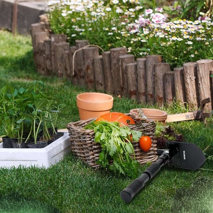 Mini Folding Camping Shovel, Lightweight Portable Small Tactical Survival Shovel, High Carbon Steel Military Shovel Entrenching Tool for Outdoor, Hiking, Digging, Backpacking, Car Emergency, Off Road