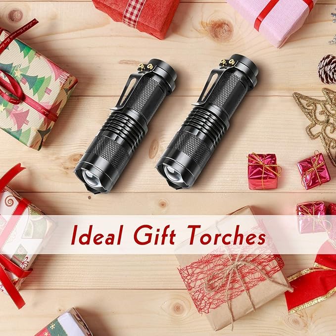 LETMY Tactical Flashlight, Super Bright LED Mini Flashlights with Belt Clip, Zoomable, 3 Modes, Waterproof - Best EDC Flashlight for Gift, Hiking, Camping, Hurricane & Power Outage (2 Pack)
