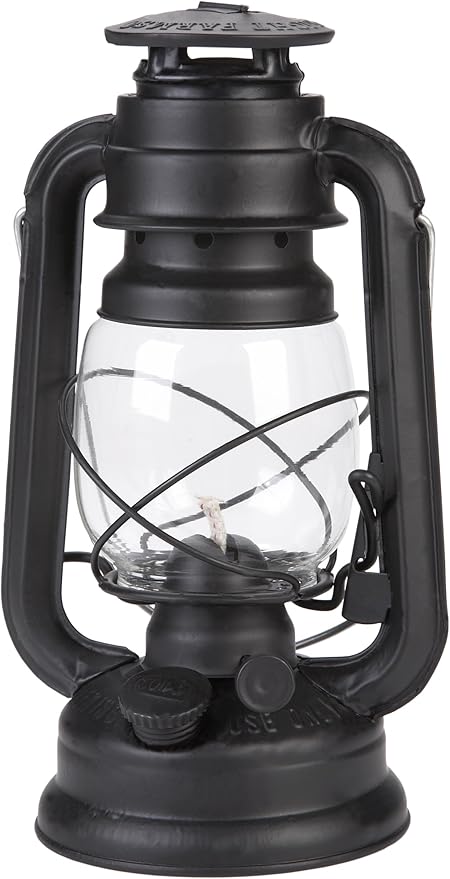 Lamplight Large Paraffin Oil Indoor Lamp, Hurricane Lamp, Emergency Kit, 52664 Farmer’s Lantern Indoor Oil Lamp, Black, Original