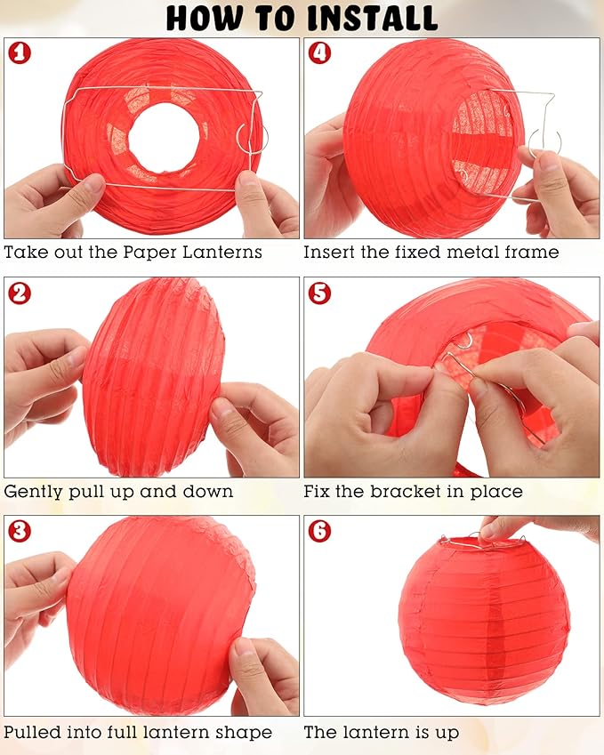 Treela 48 Pcs Colorful Paper Lanterns Multicolor Hanging Lanterns Chinese Round Paper Lanterns 4/6/8/10 Inch Asian Hanging Lamps Decorative for Birthday Party Supplies(Multicolor)