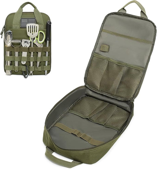 Tactical Camp Kitchen Organizer Camping Cooking Utensils Bag for BBQ, Picnic, Travel & Hiking (Bag Only)