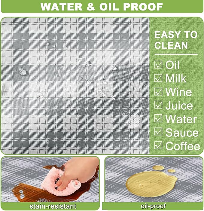 Fitted Picnic Table Cover with Bench Covers Waterproof Elastic Edges Rectangle Patio Tablecloth Outdoor Camping Essentials Stuff Rv Accessories Summer Trip Travel Camper Gifts for Woman Men, 72in 6 ft