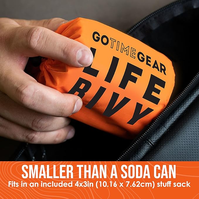 Go Time Gear Life Bivy Emergency Survival Sleeping Bag Thermal Bivy - Use as Emergency Bivy Sack, Survival Sleeping Bag, Mylar Emergency Blanket