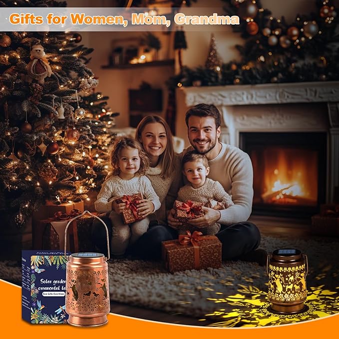 Solar Lanterns Outdoor Waterproof, Dog Garden Decor for Yard Porch Lawn Patio Pathway, Hanging Solar Lights Birthday Gifts for Women Mom Grandma Sister Friend