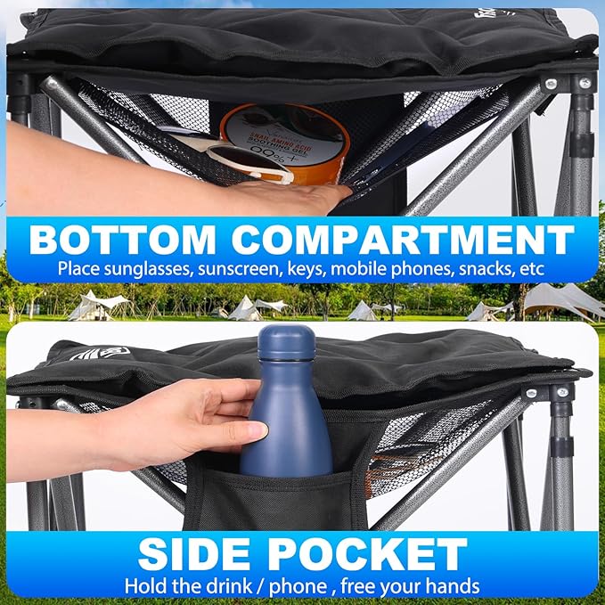 2 Pack Camping Stool with Removable Padded Oversized Camping Foot Stool Ottoman Camping Chair Foot Rest 450 lbs Heavy Duty Camp Stool Foldable Footrest