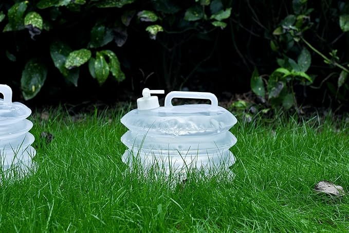 AceCamp Accordion Jerrycans, Collapsible Water Container, Drinking Water Carrier Jug with Spigot, Food Grade PET, Camping, Hiking, Backpacking, Outdoor, Flat Convenient Storage (10 Liter)