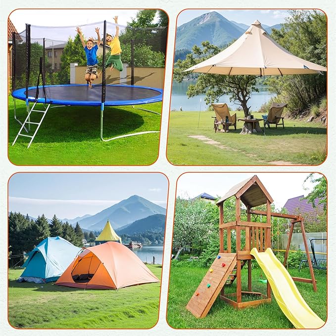 4 Pack 18" Fully Welded Ground Anchors Shed Anchor Kit with 1/8" Galvanized Cable, Heavy Duty Earth Anchors High Wind Screw in for Trampoline Swingset Tent Greenhouses (Black)