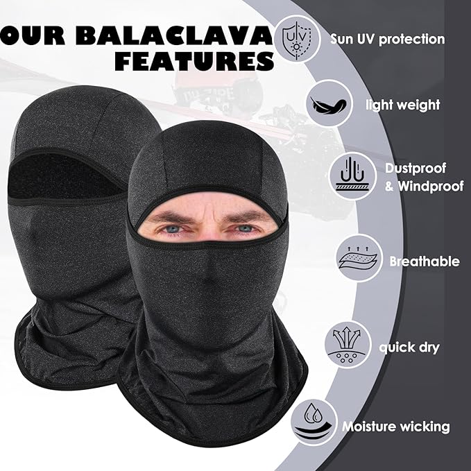 Achiou Balaclava Face Mask, Ski Mask for Men Women Football, Lightweight Sheisty, Ninja Shiesty Sun Hood UV Protector Cycling