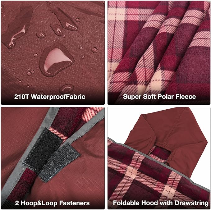 DUKUSEEK Stadium Blanket for Outdoor Sports, Waterproof Hooded Blankets for Watching Football Games, Sideline, Dog, Car, Travel