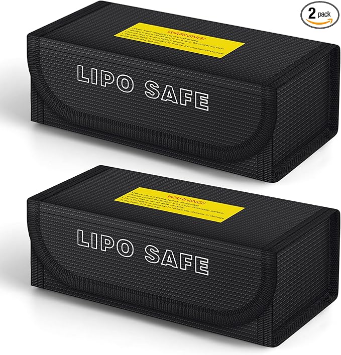 2pcs Lipo Battery Bag, Fireproof Lipo Guard Safe Box, 185x75x60mm Explosionproof Small Charging Case for rc Storage, Lithium ion and Travel Protection