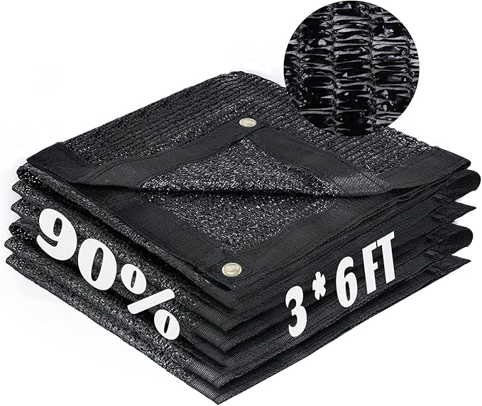 LOVE STORY 3x6FT 90% Black Garden Shade Cloth, Sun Shade Cover Net Mesh Tarp with Grommets, Sunblock Net for Garden,Greenhouse,Plants and Patio