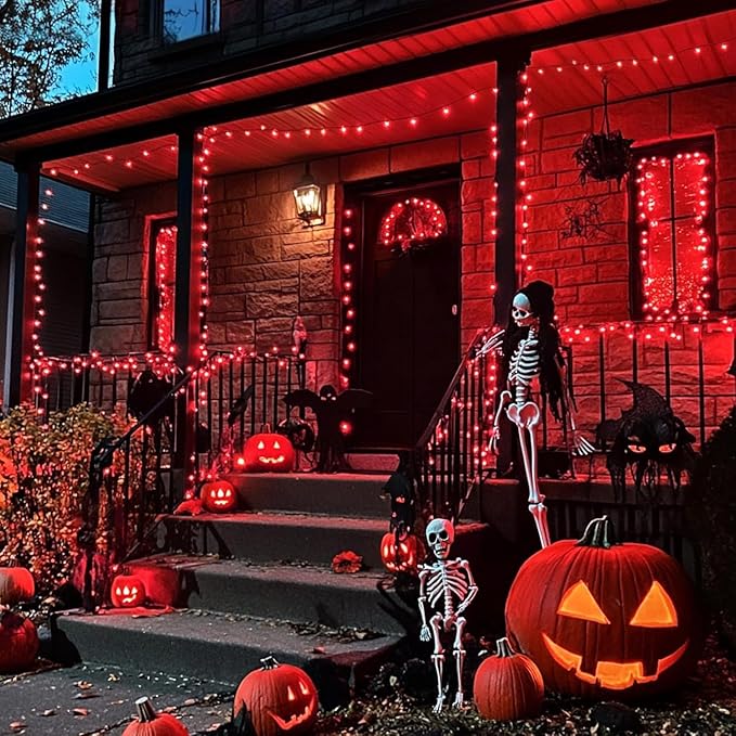 JMEXSUSS 250 LED Red String Lights with 8 Modes, 91.5ft Expandable Red Halloween Lights Outdoor Waterproof, Christmas Twinkle Lights Indoor for Tree Patio Bedroom Party Holiday Decorations