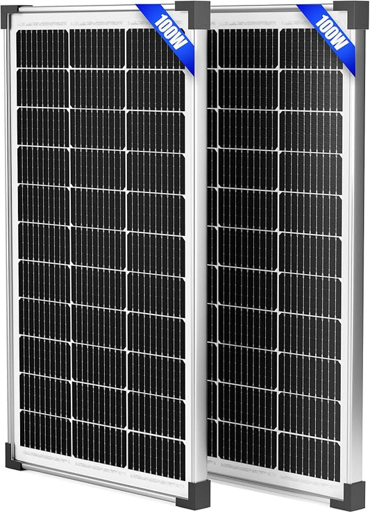 200W 12V Solar Panels, High Efficiency 9BB Cell Monocrystalline Solar Panel IP67 Waterproof, Suitable for RV, Marine, Rooftop, Home, Yacht, Off-Grid Applications (2-Pack 100W)
