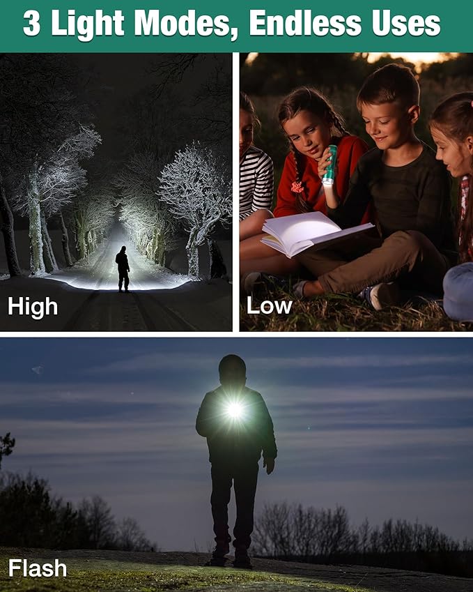 EverBrite Mini Flashlight, LED Flash Light with 3 Modes, 3 AAA Batteries Included, Water-Resistant Small Flashlight for Emergencies and Camping, Green, 1 Pack