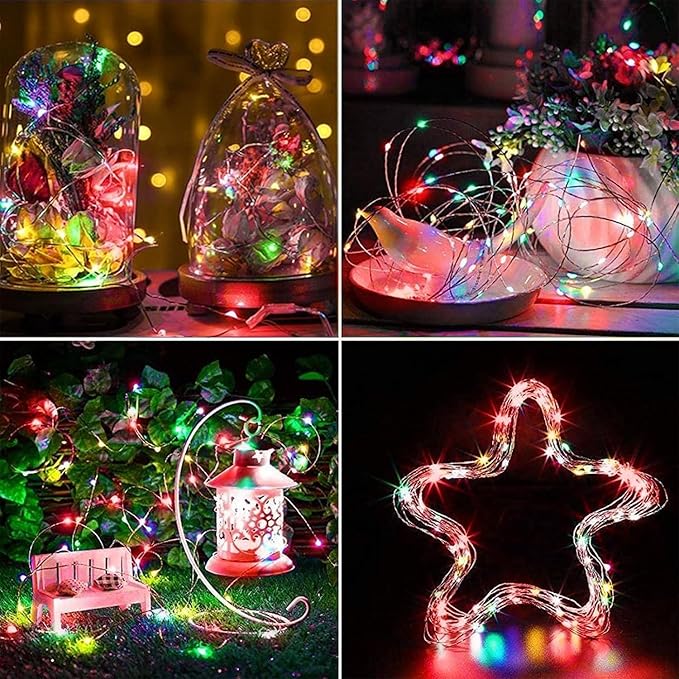 4-Pack Multicolor Christmas Fairy Lights Battery Operated with Timer, Waterproof 16FT 50 LED String Lights Outdoor Indoor, Twinkle Lights for Bedroom Wedding Party Christmas Decoration (Multicolor)