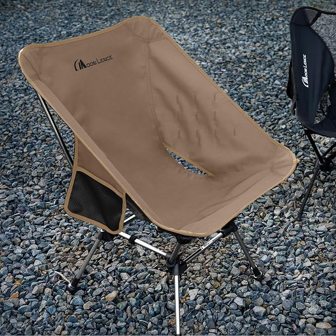 MOON LENCE Camping Chair Plus, Upgraded Comfort & Size, Still Compact and Lightweight, Folding Portable Chair for Backpacking & Hiking, 400Lbs Capacity, Gen 3 Plus (Khaki 2 Pack (Plus))