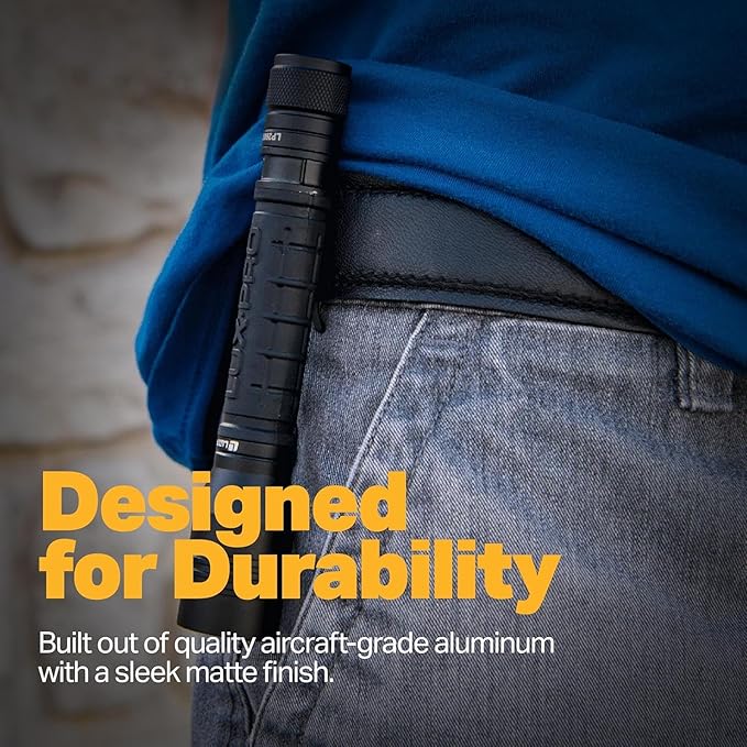 LUXPRO LP290V3 LED Flashlight - Bright 300 Lumens with 3 Light Modes - Aircraft-Grade Aluminum with IPX4 Waterproof Protection & Patented TackGrip - Camping, Outdoor, Home - Batteries Included 4 Pack