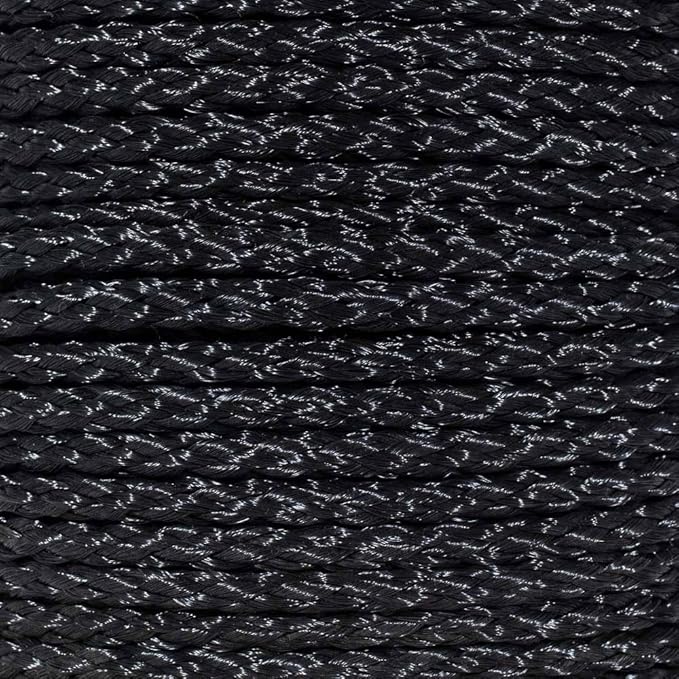Hollow Braid Polypropylene Rope (1/2 Inch, 50 Feet, Black) - Barrier Rope - Trail Marking, Crowd Control, Golf Courses