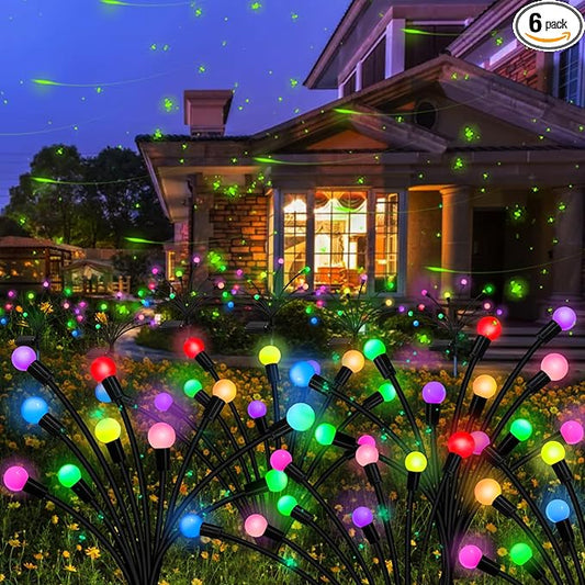 Kohlrabi Solar Garden Lights Outdoor, 6 Pack 60 LED Solar Firefly Lights Waterproof, Sway by Wind, Swaying Light for Yard Patio Backyard Garden Planter Flower Bed Pathway Outdoor Decoration