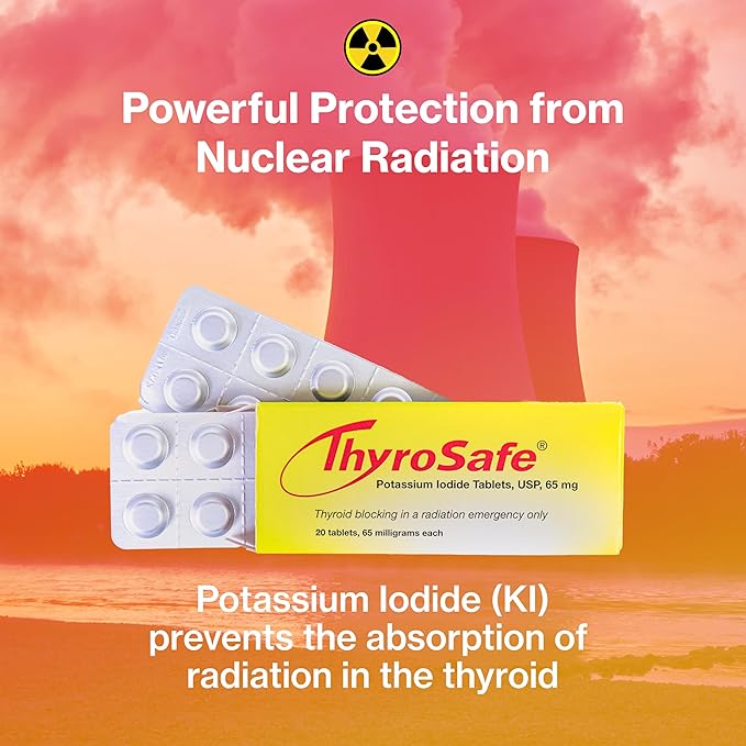 65mg Potassium Iodide Tablets (40 Pack) - Protects Your Thyroid from Nuclear Radiation Exposure