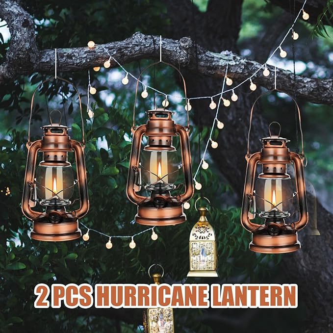 Retisee 2 Pcs Hurricane Lantern 10 Inch Original Oil Burning Lantern Decorative Kerosene Vintage Oil Lamp Hanging Kerosene Fuel Lamps for Outdoor Indoor Home Patio Camping, Bronze