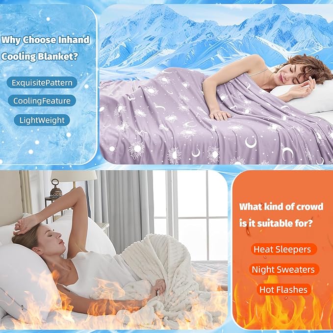 inhand Cooling Blanket Queen Size (90"x90") - Cooled Blankets for Hot Sleepers Lightweight Breathable Summer Blanket for Sleeping Night Sweats to Keep Cool in The Heat -Crimson Purple