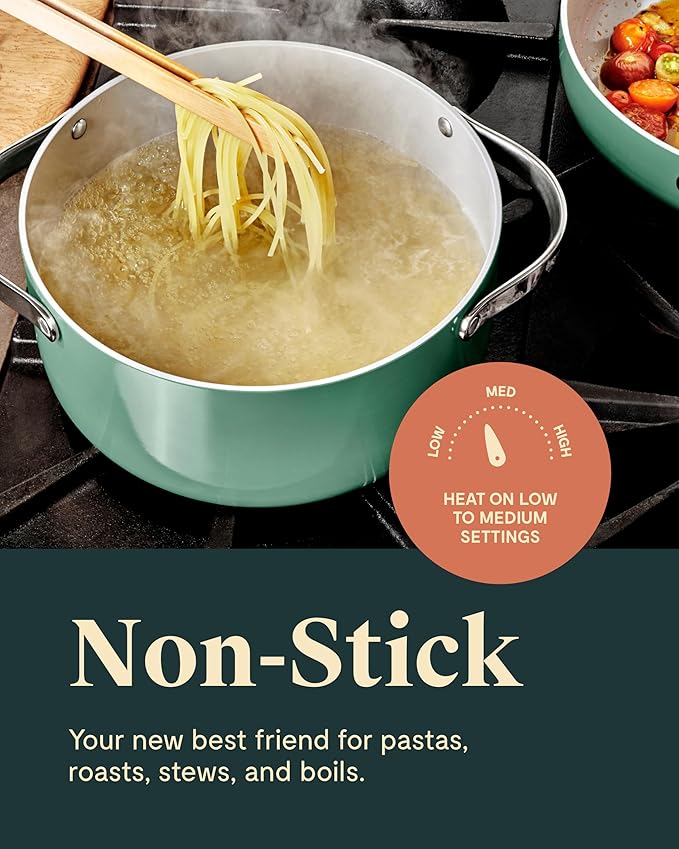 Caraway Nonstick Ceramic Dutch Oven Pot with Lid (6.5 qt, 10.5") - Non Toxic, PTFE & PFOA Free - Oven Safe & Compatible with All Stovetops (Gas, Electric & Induction) - Marigold