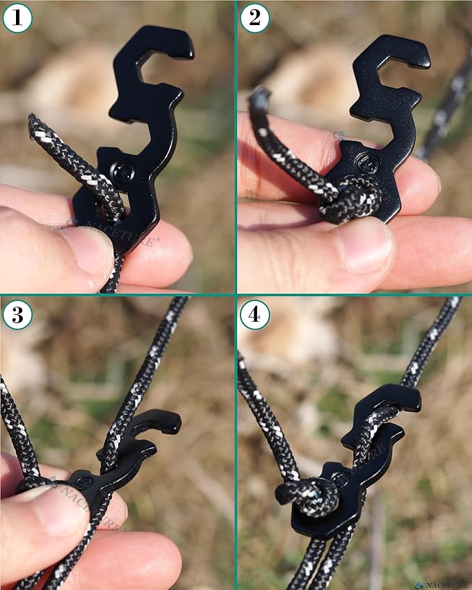 NACETURE Aluminum Alloy Rope Tensioner Tent Guyline Cord Adjuster for Camping, Hiking, Backpacking