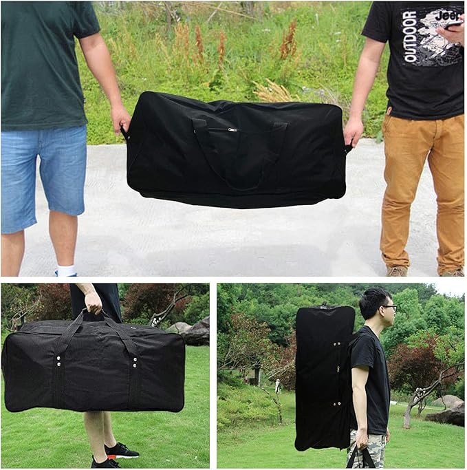 Extra Large Duffel Bag Lightweight Water Resistant Heavy Duty Duffle Bag Foldable Travel Duffle Bag (32"x14"x14" Black)