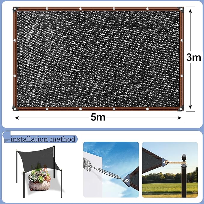 Shade Cloth - 70% Garden Shade Mesh Net with Grommets Outdoor Sun Shade Cover for Plant Pergola Patio Greenhouse Chicken Coop(10x16ft)