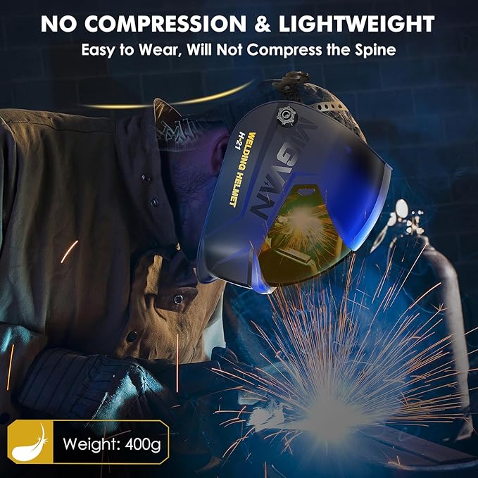 Welding Helmet Auto Darkening True Color Large Viewing, Welding Hood Solar/Rechargeable Battery Powered, Wide Shade 4/5-13 with 4 Arc Sensor, Optical Clarity Welder Mask for TIG MIG Stick Cut Grind