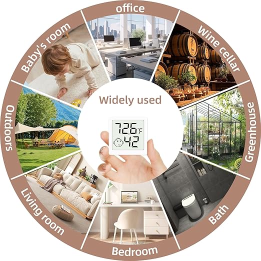 Mini Humidity Meter Hygrometer 6 Pack Room Thermometer Indoor Digital Temperature and Humidity Monitor for Home House Office Garden and Cellar