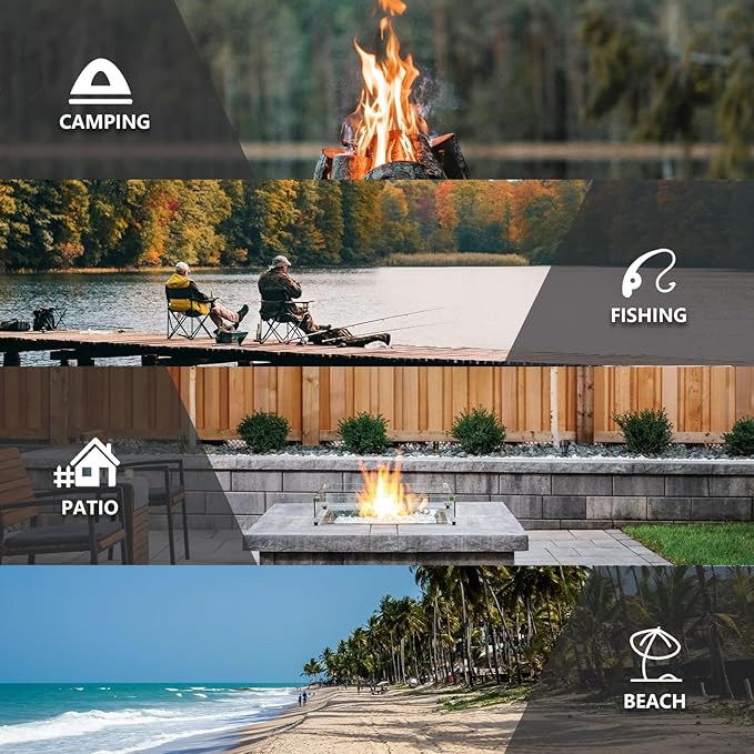 Reclining Camping Chair 2 Pack, Folding Lawn Chairs with 4-Stage Adjustable High Back for Adults Heavy Duty, Compact Foldable Outdoor Patio Recliner Chair with Side Bag (Khaki)