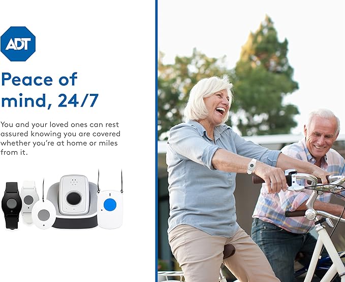 ADT - On-The-Go Mobile Medical Alert System for Seniors - GPS Capabilities, Included Waterproof Wearable Panic Button, 24/7 U.S. Based Monitoring (Neck Pendant)