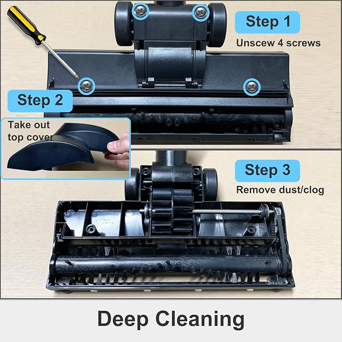 Turbo Floor Brush Vacuum Attachment, Compatible with 1 1/4" and 2 1/2" Shop Vac Wet Dry Vacuum Cleaners, Pet Hair Removal for Carpets and Hardwood Floors