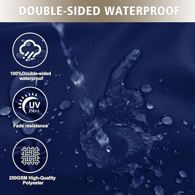 Outdoor Cushions for Patio Furniture, Waterproof Outdoor Chair Cushion w/Fade-Resistant, Removable & Machine-Washable Cover, 22x22 Inch, Deep Seat Sofa/Couch Pad Replacement – Set of 2, Navy Blue