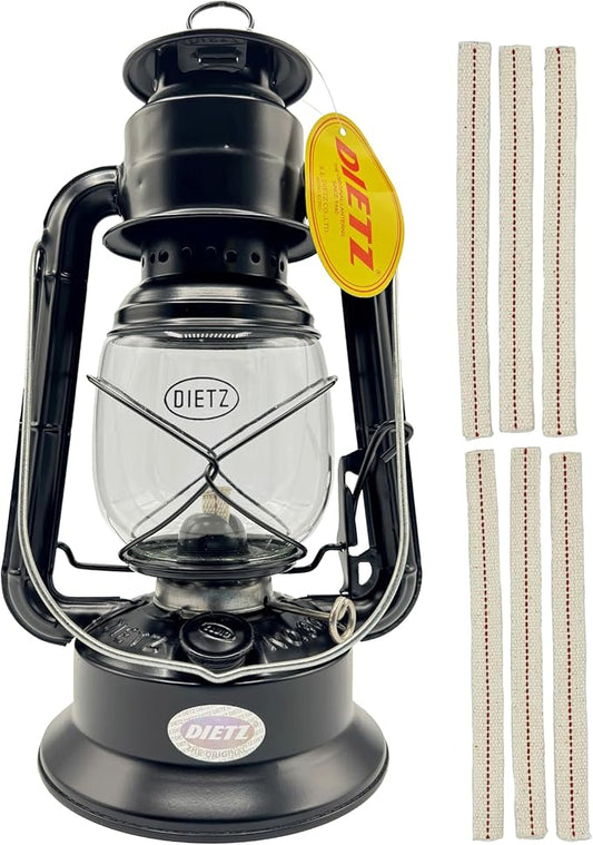 Light of Mine - Dietz #30 Little Wizard Black Oil Lantern with 5/8" Replacement Wick Strips (Black)
