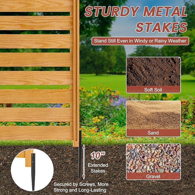 LILYPELLE 48in W x 36in H Air Conditioner Fence, 3 Panels Outdoor Wood Fence Privacy Screen with Planter Box, Outside Trash Can Pool Equipment Enclosure Panels Decorative Fences