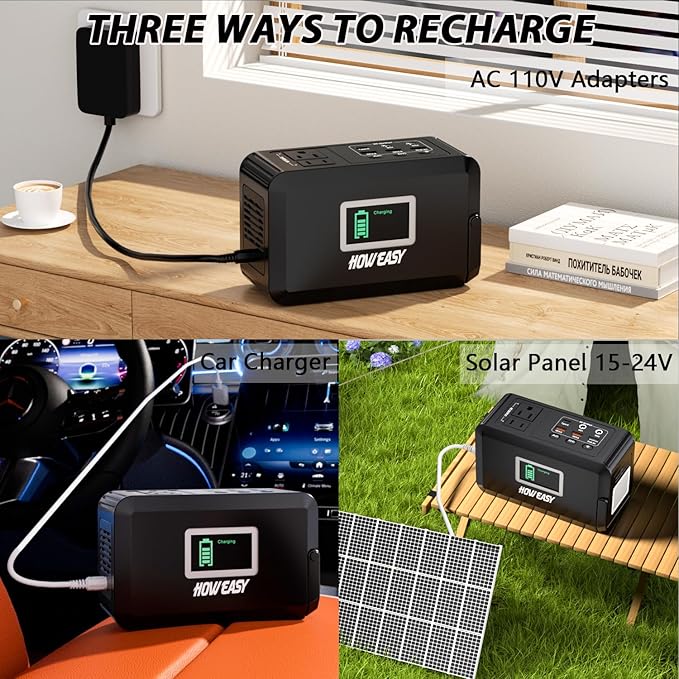 HOWEASY Portable Power Bank, 24000mAh Portable Laptop Charger Power Bank with 2 110V/120W AC Outlet，Portable Battery Pack & Power Bank for Notebooks, MacBook, Laptops