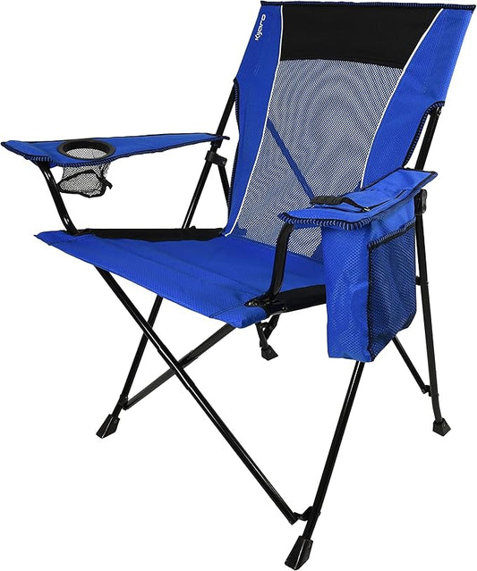 Kijaro Dual Lock Portable Camping Chairs - Enjoy Outdoors with Versatile Folding Sports & Lawn Chair - Dual Lock Feature Locks Position - Maldives Blue with Cooler