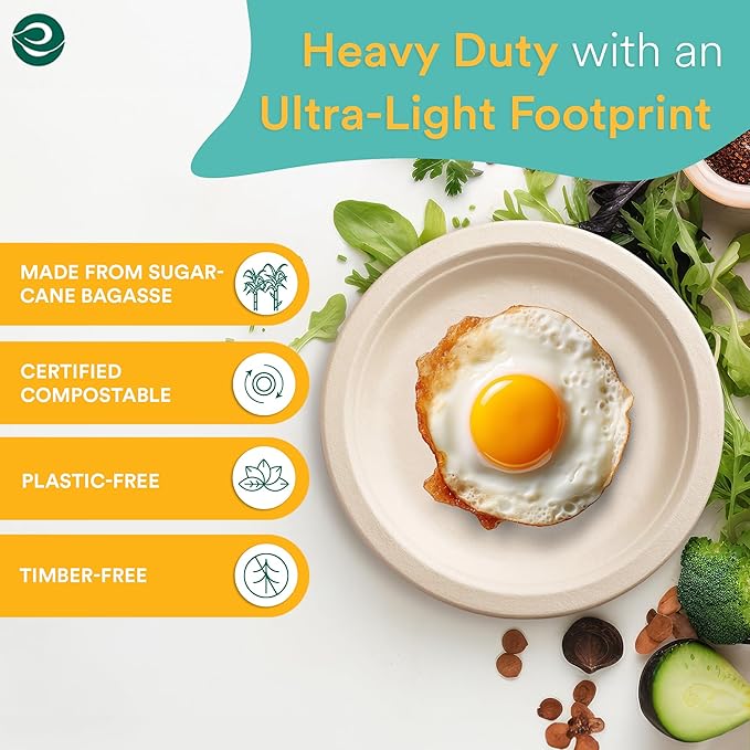 ECO SOUL 100% Compostable 6 Inch Small Paper Plates 400 [4x100 Pc] Disposable Bulk Party Heavy Duty, Eco-Friendly, Appetizer, Dessert, Wedding Plates I Biodegradable Unbleached Sugarcane Eco Plates