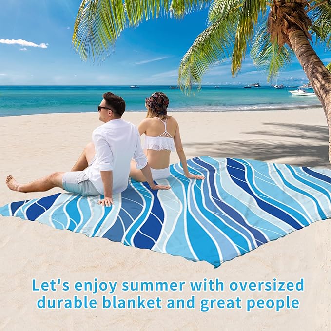 BYDOLL Beach Blanket Waterproof Sandproof 78''×110'' Suits1-7 Adults Compact Lightweight Oversized Sand-Free Blanket Large Picnic Mat for Beach Travel Camping Hiking