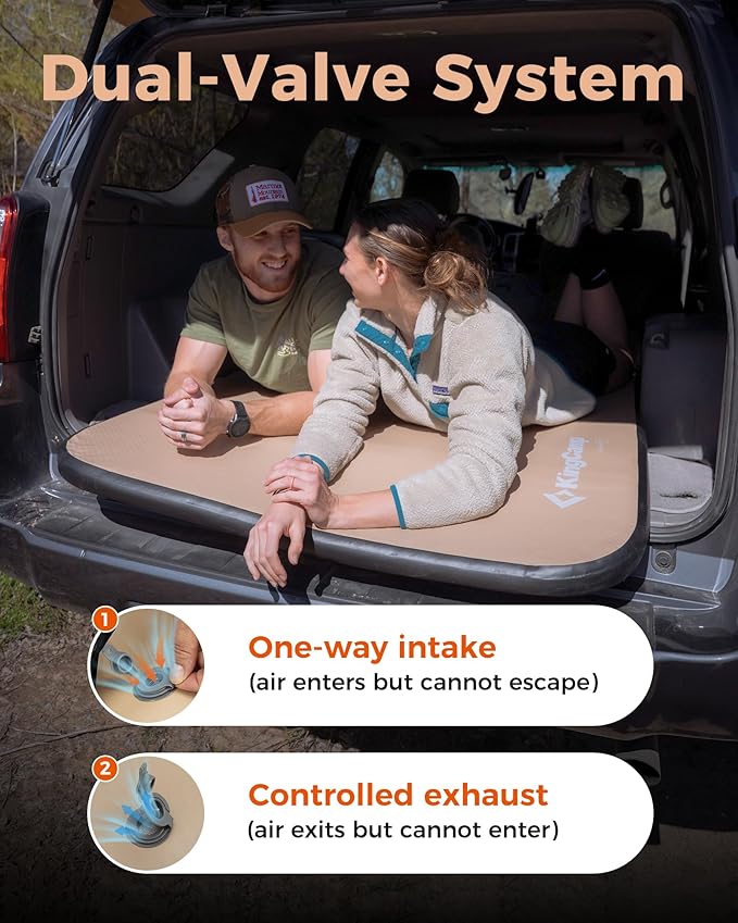 KingCamp Single Sleeping Pad for Camping, Reinforced Drop-Stitch Sleeping Travel Mat, Portable Camping Pad for Hiking, Tent, Cot & Car Travel, Single