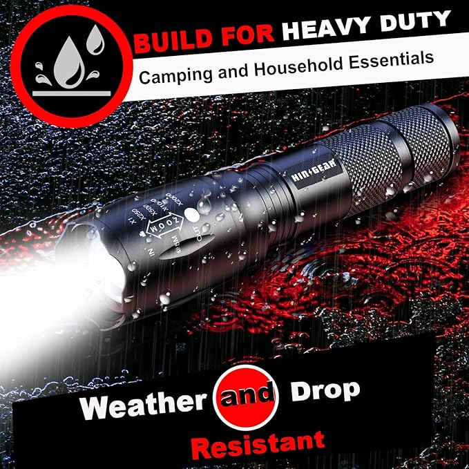 1 Mode Flashlights 4 Pack, Super Bright Zoomable LED Tactical Flashlight High Lumens, Water Resistant Portable Pocket Flash Light for Emergency, Camping, Home, and Gift - SL2000