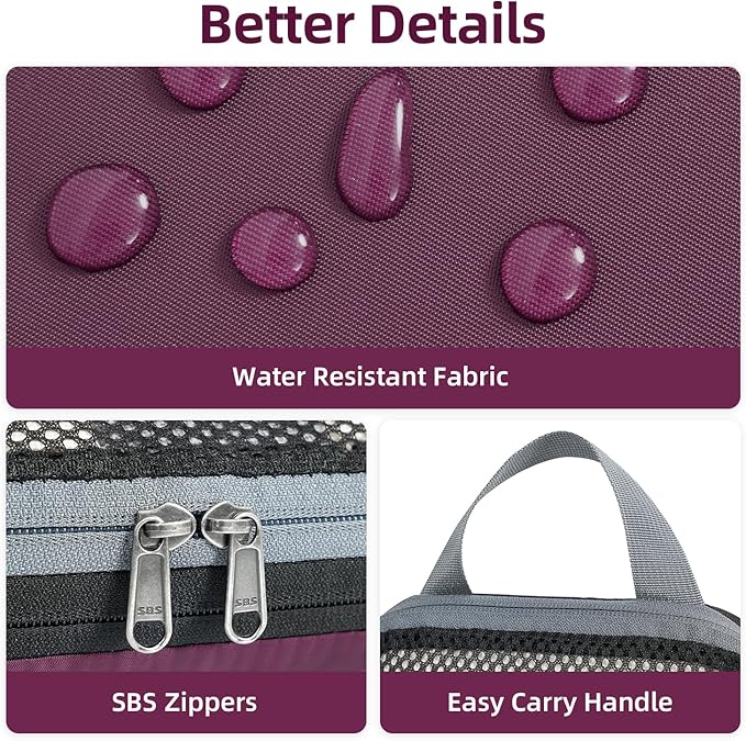 BAGAIL 4 Set/6 Set/8 Set Compression Packing Cubes Travel Accessories Expandable Packing Organizers (Half Mesh, 6-Burgundy)