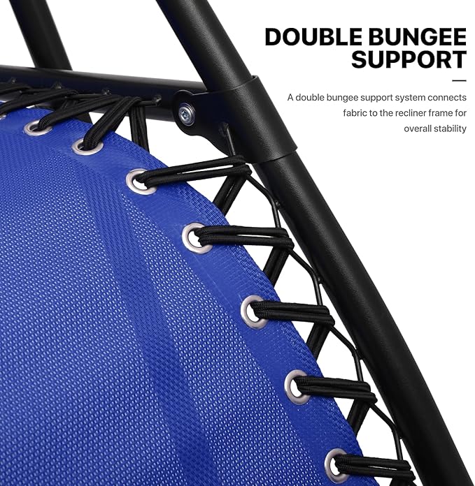 MoNiBloom 3 Pack Lounge Beach Chairs for Outside, Zero Gravity Camping Chairs with Side Table, Pillow and Tray, 330lbs Capacity, Blue