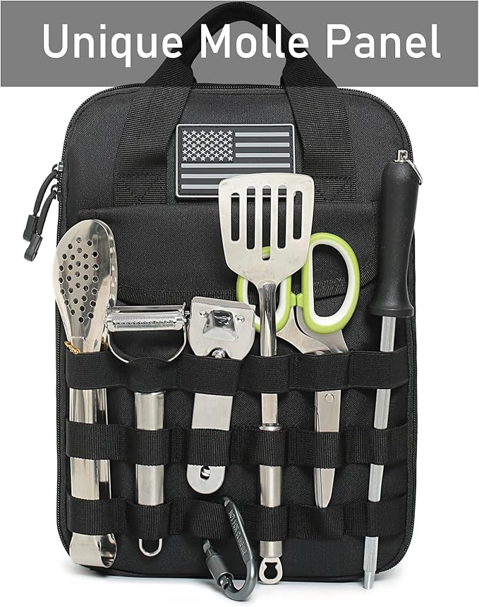 Tactical Camp Kitchen Organizer Camping Cooking Utensils Bag for BBQ, Picnic, Travel & Hiking (Bag Only)